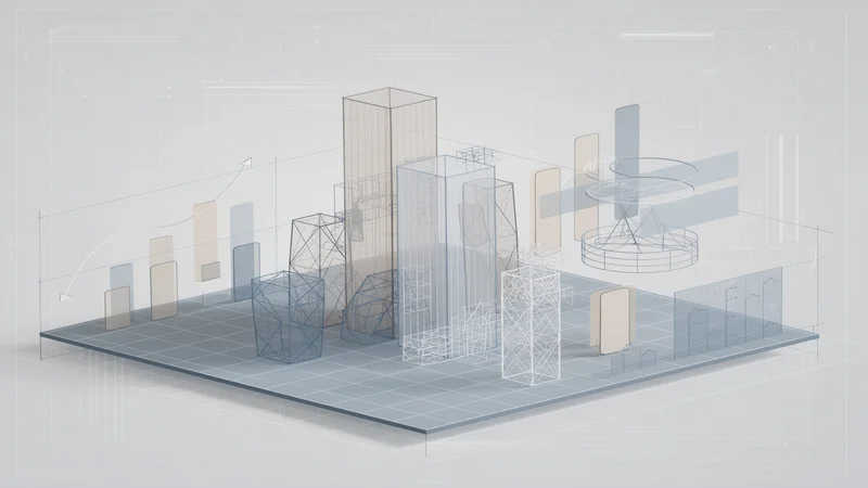 Abstract visualization of competing market valuation frameworks measuring the same industry at vastly different scales