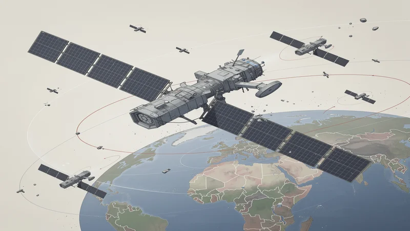 Asymmetric satellite constellation with dominant cluster overshadowing smaller groups