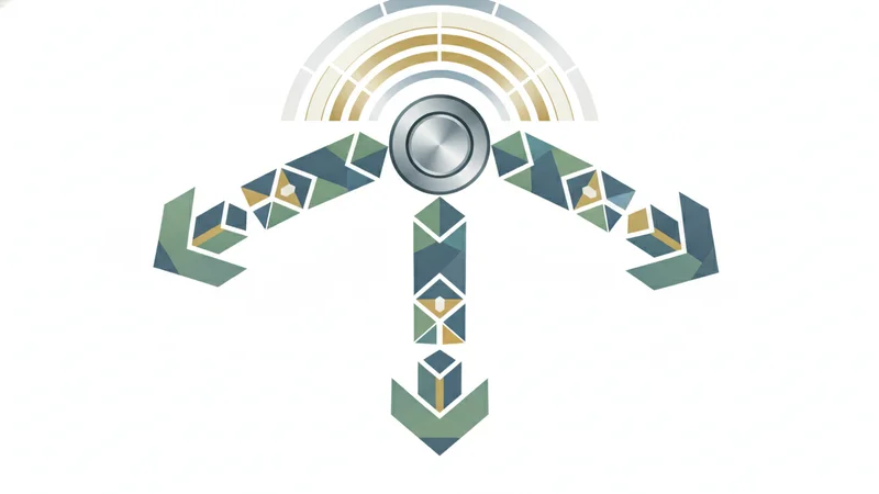 Abstract illustration of a military command structure splitting into three branches under a radiating hierarchy