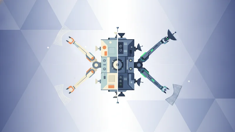 A single satellite split between a civilian debris-removal half and a military inspection-and-defense half