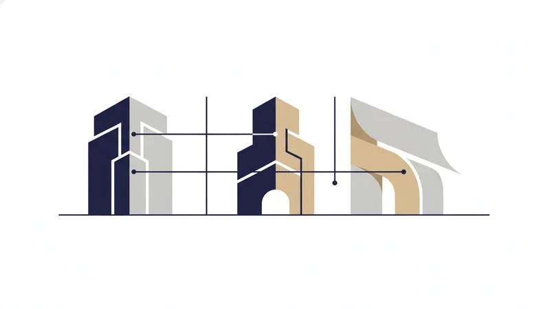 Interconnected geometric shapes representing dual regulatory and promotional institutional roles