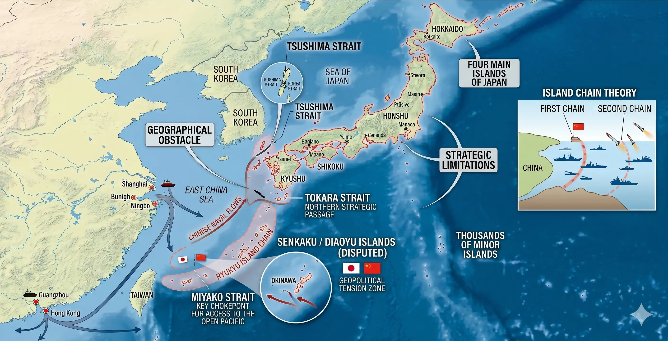 Japan's four main islands and thousands of smaller islands