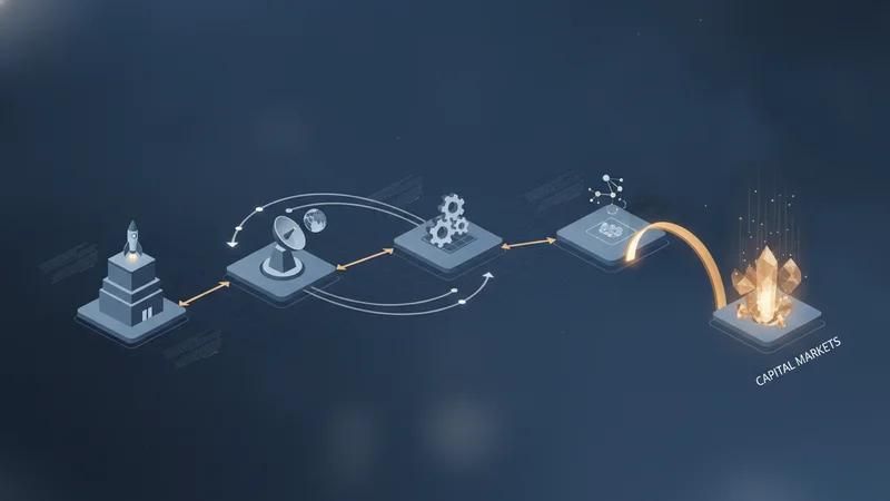 Stylised space insurance value chain from broker to underwriter to reinsurer to capital markets