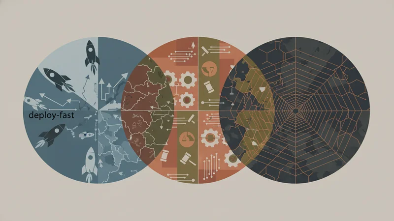 Three overlapping circles with distinct geometric patterns representing competing governance coalitions